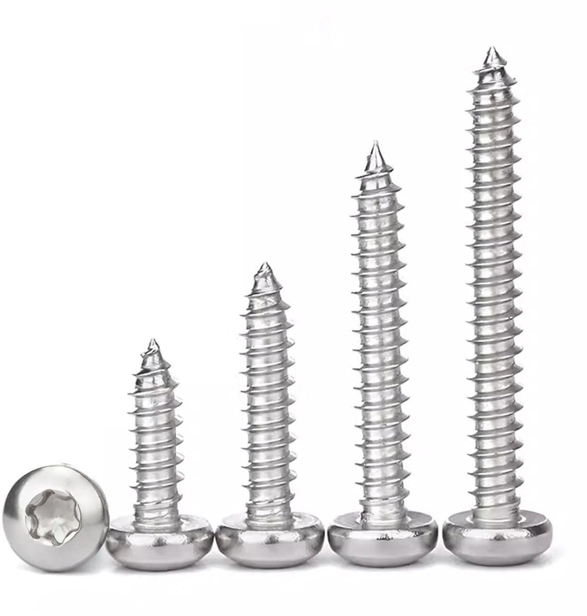 Roestvrijstalen Torx houtschroeven M4 x 20mm, zelftappende schroeven met volledige draad, 50 stuks met lenskop voor stevige bevestiging