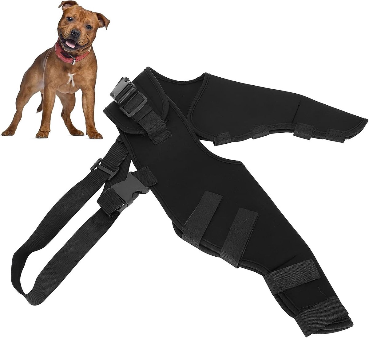 Hondenkniebandage voor achterpoten, beschermende kniebrace voor honden, comfortabele en verstelbare kniepad voor huisdieren