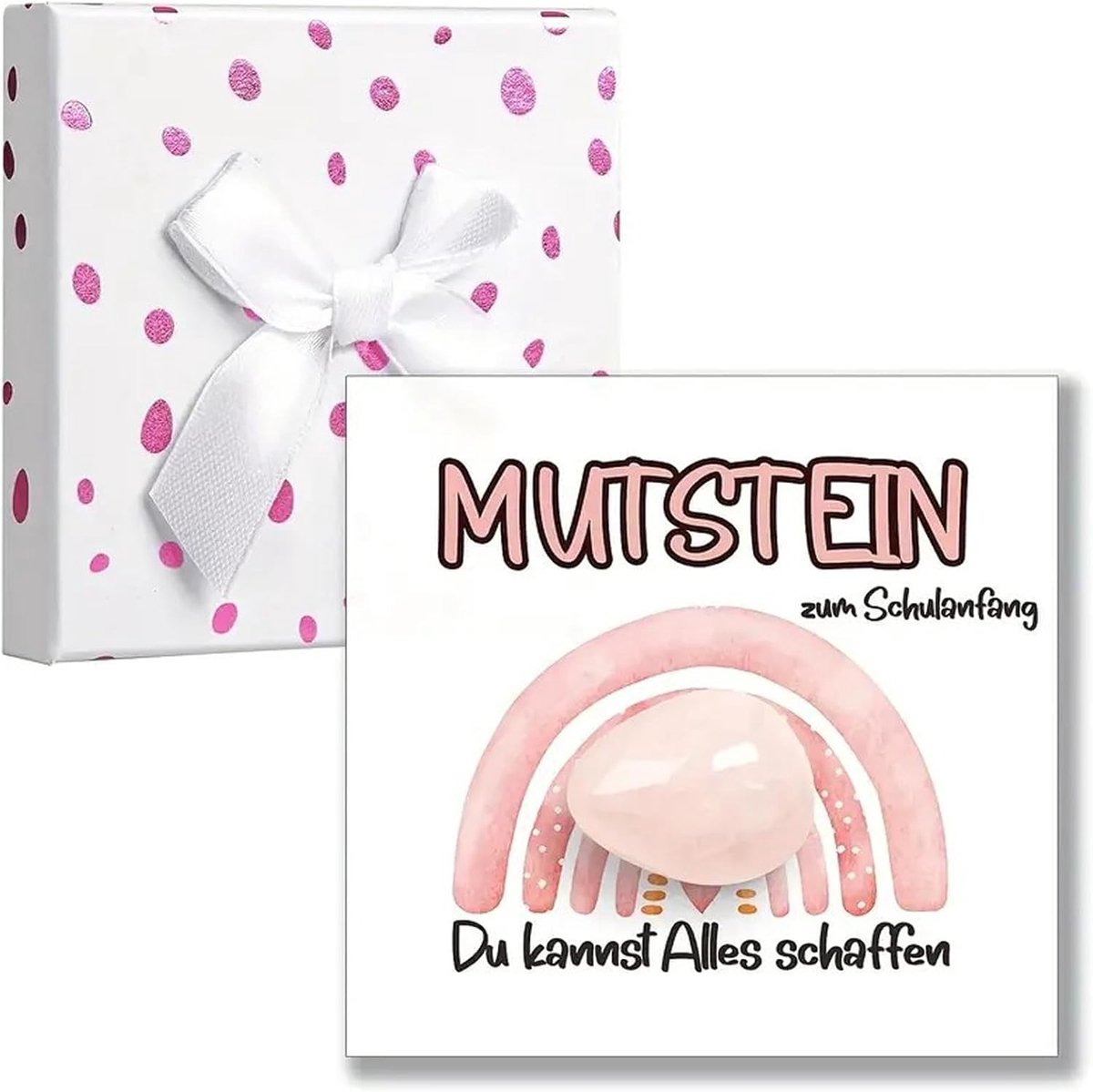 Gelukssteen voor Kinderen met Wenskaart, Perfect Cadeau voor de Eerste Schooldag, Gelukssymbool voor Jongens en Meisjes, Schoolstart Gift (Blauw)