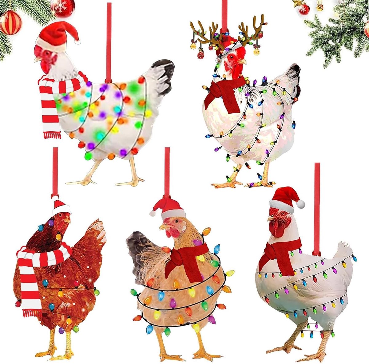 Houten Kerstboom Hanger Set van 5 - Leuke Decoraties voor Kerst, Feestdagen en Verjaardagen