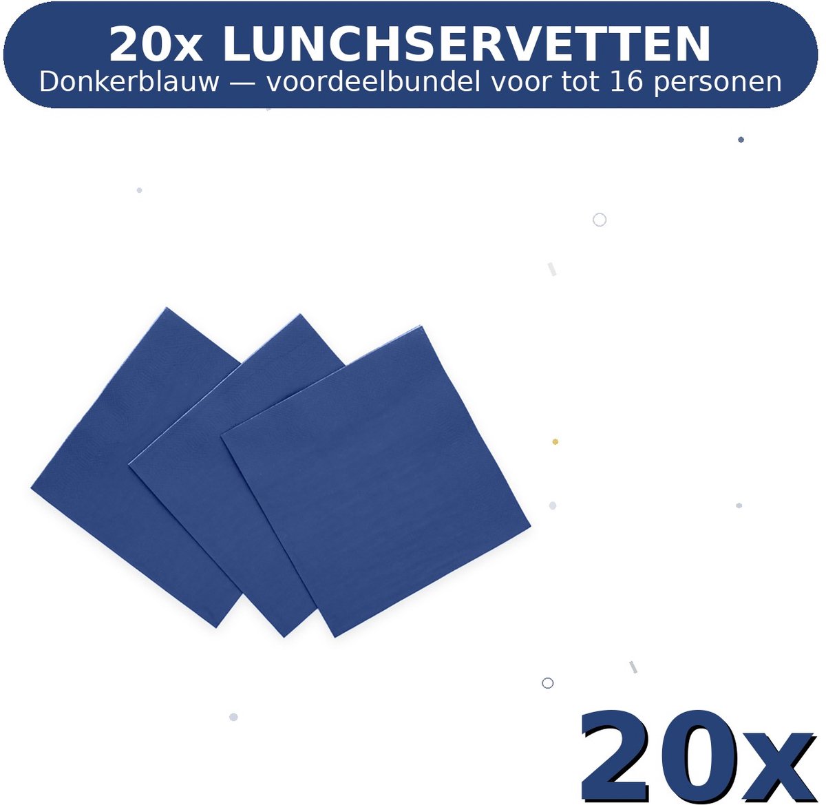 Lunch servetten 33x33cm FSC Donkerblauw - Voordeelverpakking 20 Stuks voor tot 16 Personen - Feestartikelen
