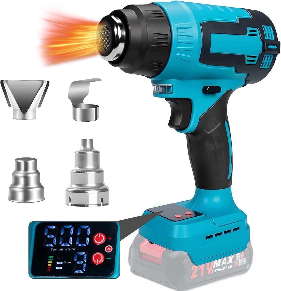 Accu-warmtepistool voor 18-20V accu, (geen batterij), draadloos heteluchtpistool met 9 standen - ShopVlot