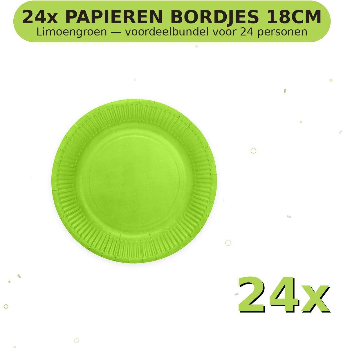 Bordjes 18cm FSC Limoengroen - Voordeelverpakking 24 Stuks voor tot 24 Personen - Feestartikelen