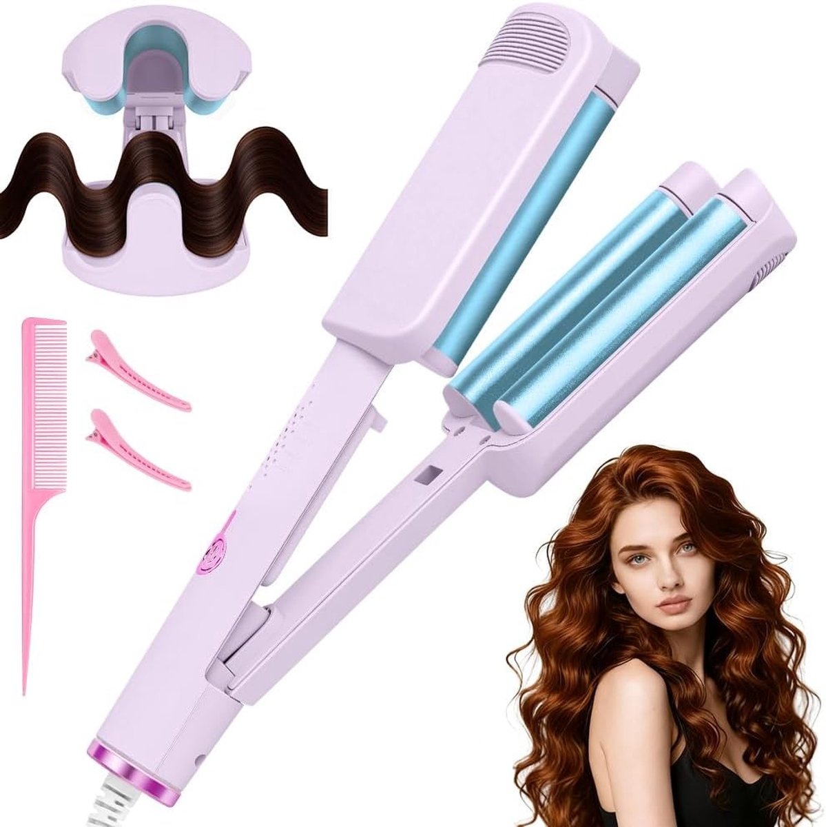 Professionele Krultang 32 mm met 4000 W, Negatieve Ionen en 4 Instelbare Temperatuurstanden voor Gezonde Beach Waves en Verbranden Bescherming