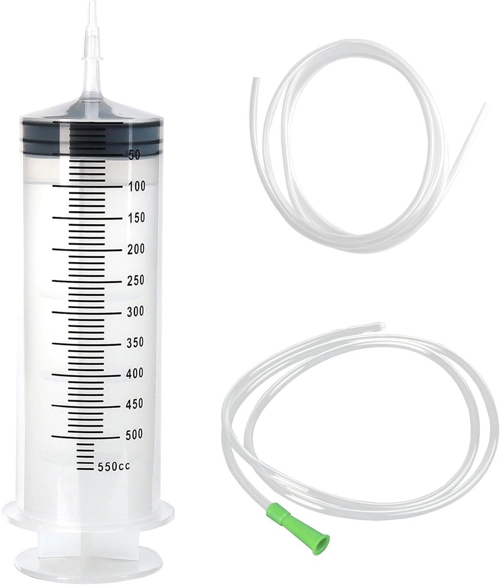 Grote 500ml/550ml Spuit met Slang, Herbruikbare Plastic Spuit voor Laboratorium en Huisdierenvoeding, Individueel Verpakt, Ideaal voor Precisie Toepassingen en Vloeistofoverdracht