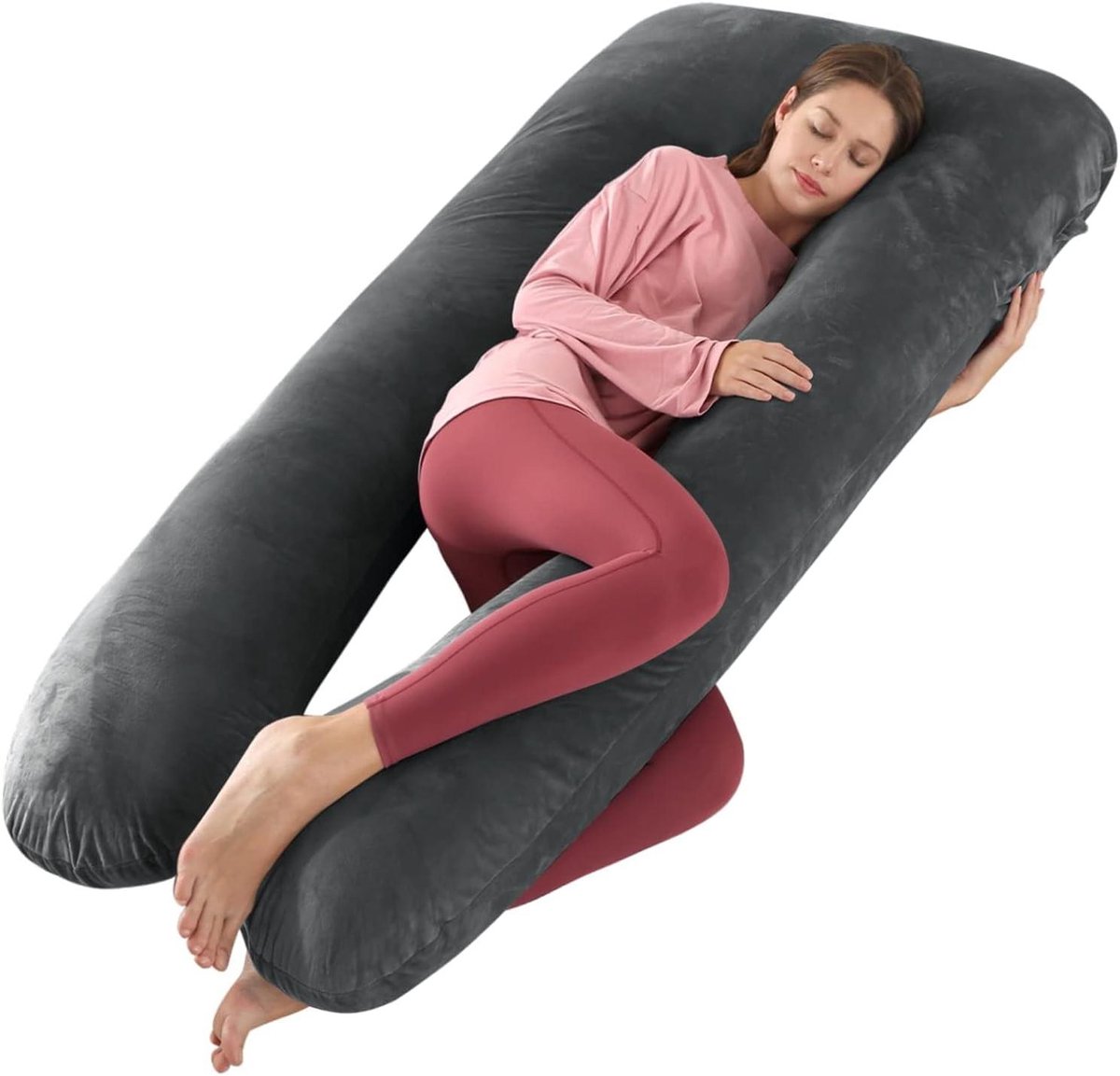 Zwangerschapskussen - Voedingskussen - Comfortabel slapen - U-vorm ontwerp - 160 cm - Donkergrijs