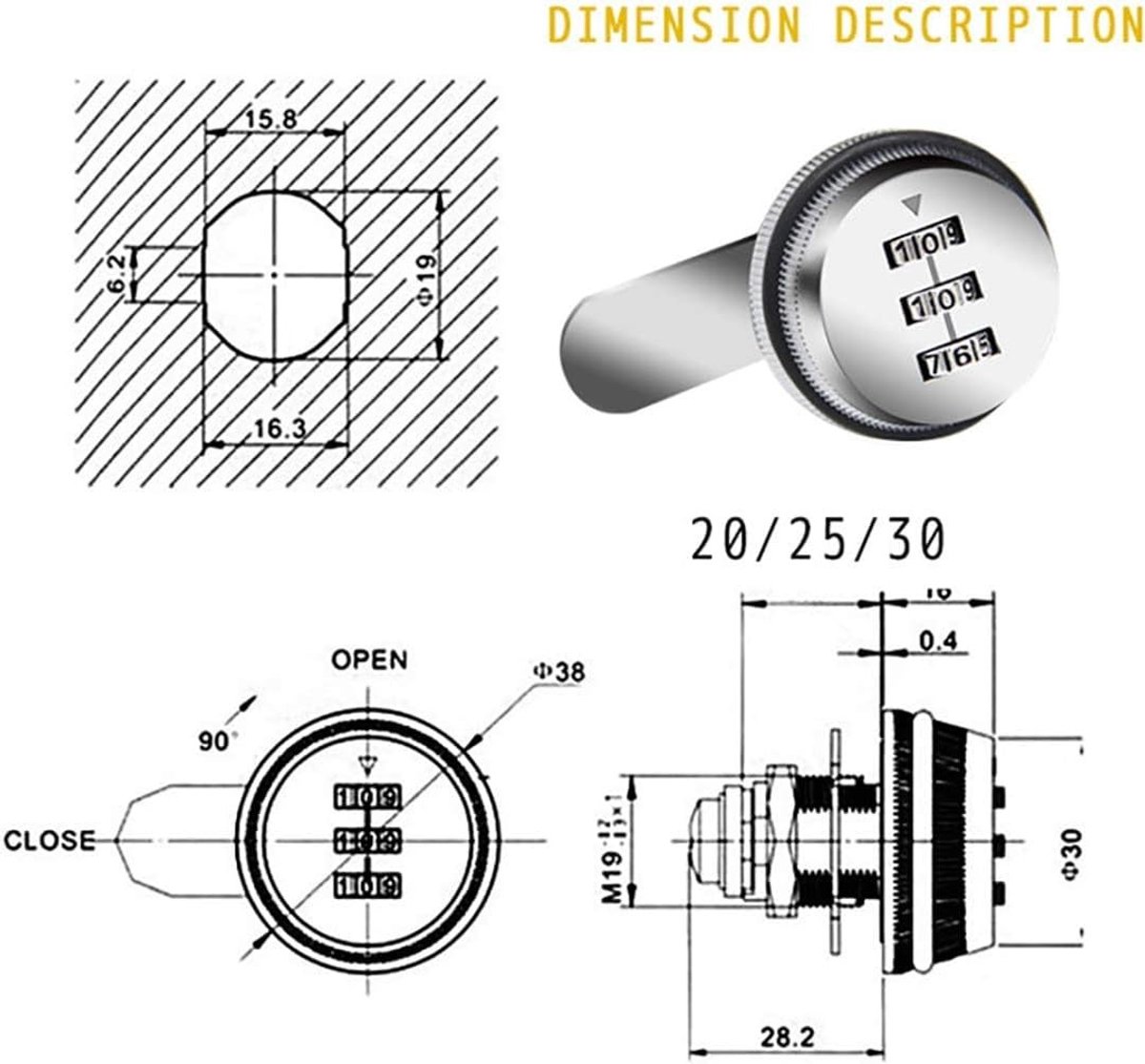 3 Digit Code Combinatielock, 20mm Wachtwoord Beveiligingsslot van Zinklegering voor Kluis, Kledingkast en Archiefkast, Bronskleurig en Duurzaam Veiligheidsmechanisme