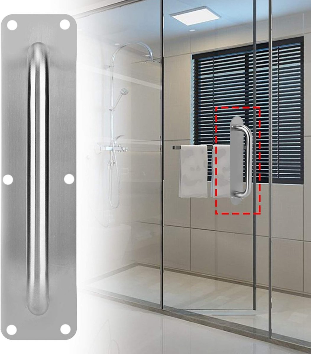 RVS Deurhendel met Ovale en Vierkante Trek- en Duwhandgreep, Inclusief Schroeven, 280 x 65 mm, Voor Binnen- en Buitendeuren