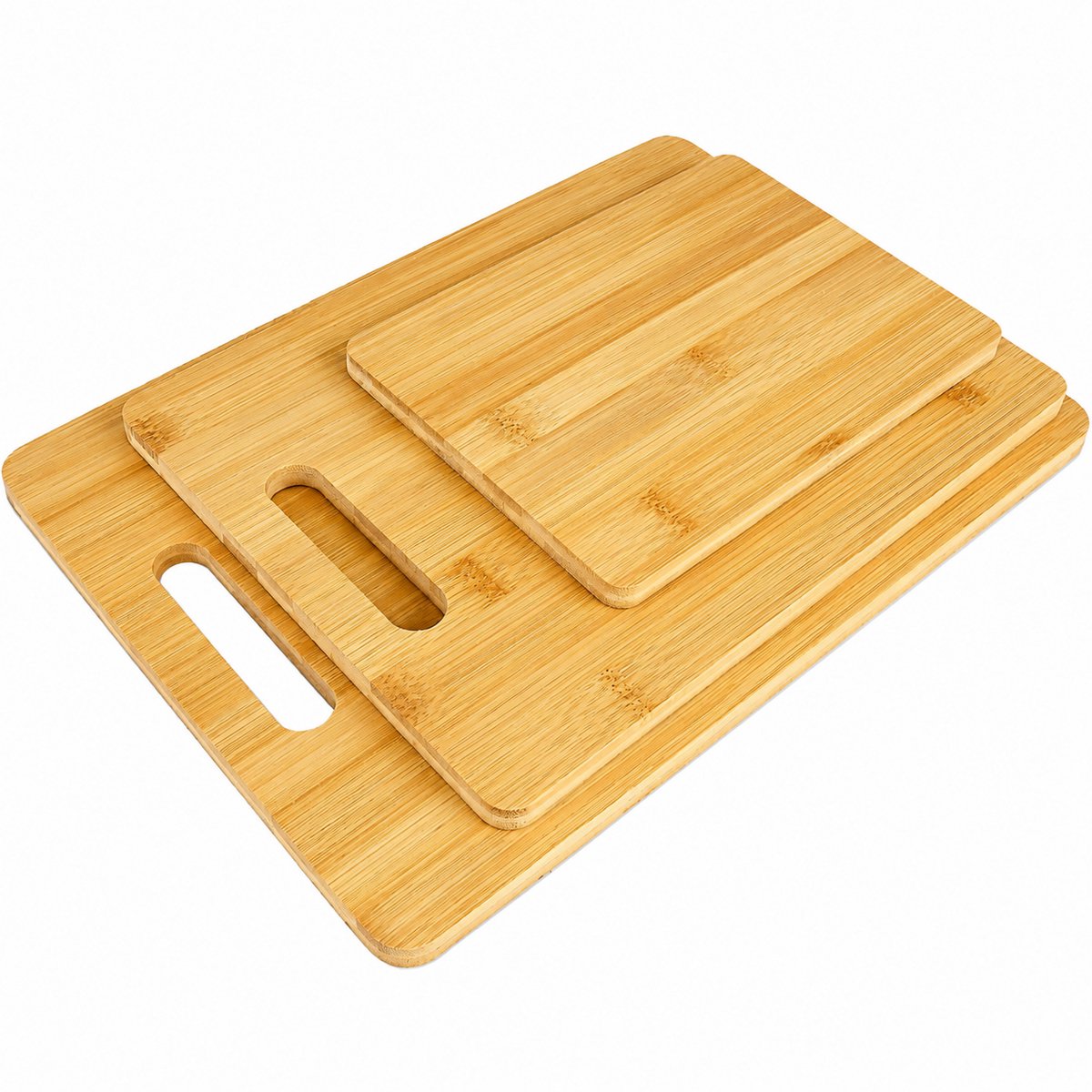 Bamboe snijplank set 3-delig – 3 formaten – 8 mm dik – dubbelzijdig te gebruiken
