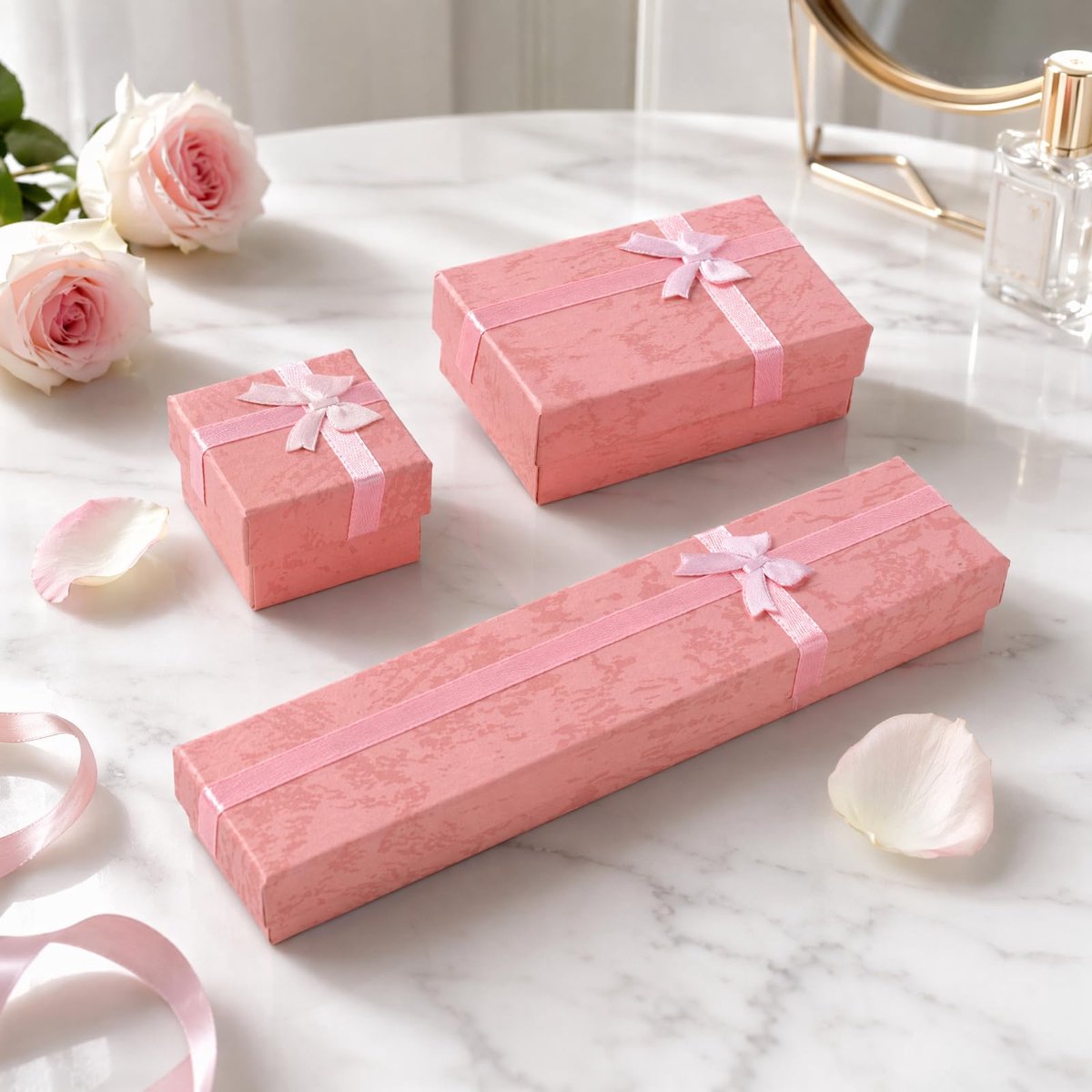 Sieradendoos 3 stuks - rechthoekig - roze - perfect voor geschenken - ShopVlot