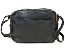 Bear Irem schoudertasje - Zwart – Leren schoudertas / unisex – Van leer – Het Bear Irem schoudertasje is een compact model met meerdere vakken, handig als je je spullen graag scheidt