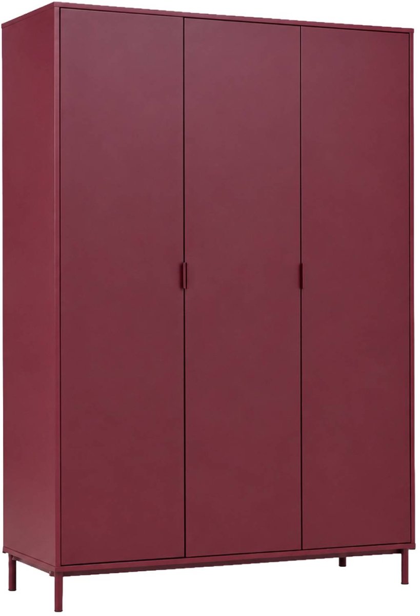 sweeek Kledingkast met 5 planken en 1 kledingstang houtdecor en metaal - ellie Bordeauxrood