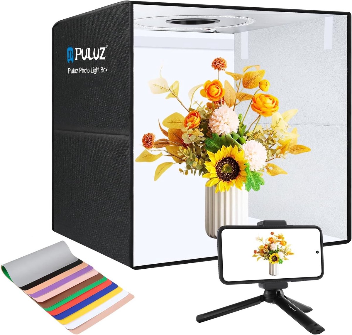 Photo Studio Box Lichttent 50 x 50 x 50 cm met 6 Achtergronden, Opvouwbaar en Draagbaar voor Productfotografie, E-commerce en Creatieve Projecten