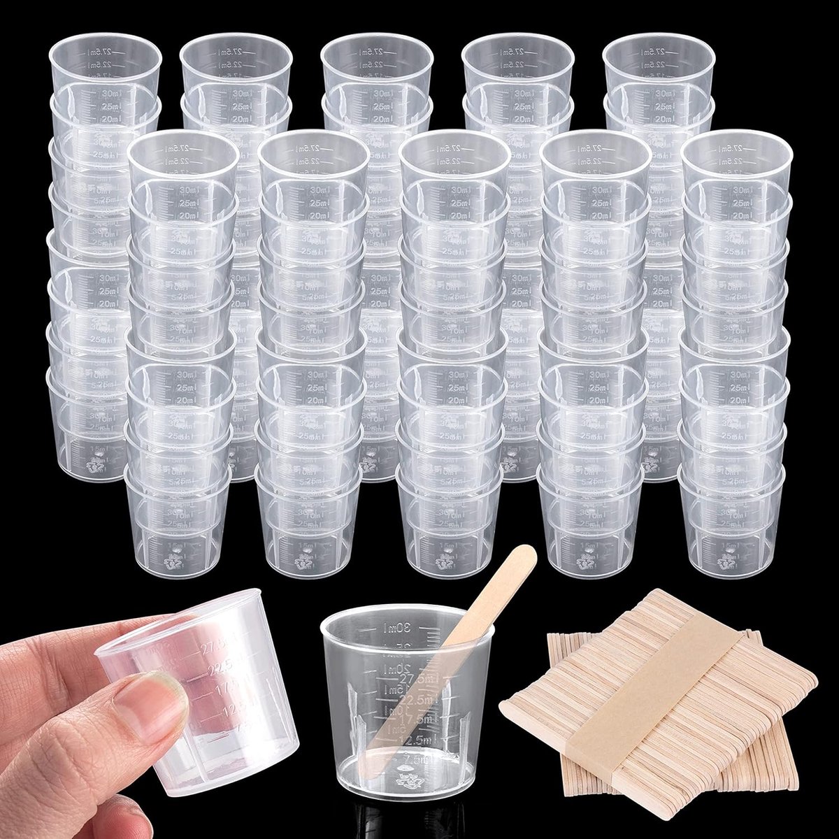 Maatbeker 30 ml - kunststof - 80 stuks - ideaal voor mengen van kleuren en epoxyhars - ShopVlot