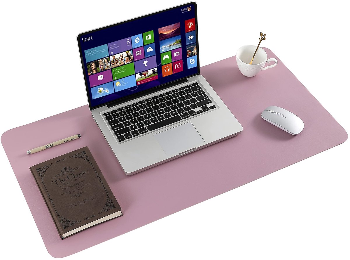 Bureaumat groot 80x40cm - PU-leder paars en roze - dubbelzijdig antislip - waterdicht voor kantoor en thuis - ShopVlot