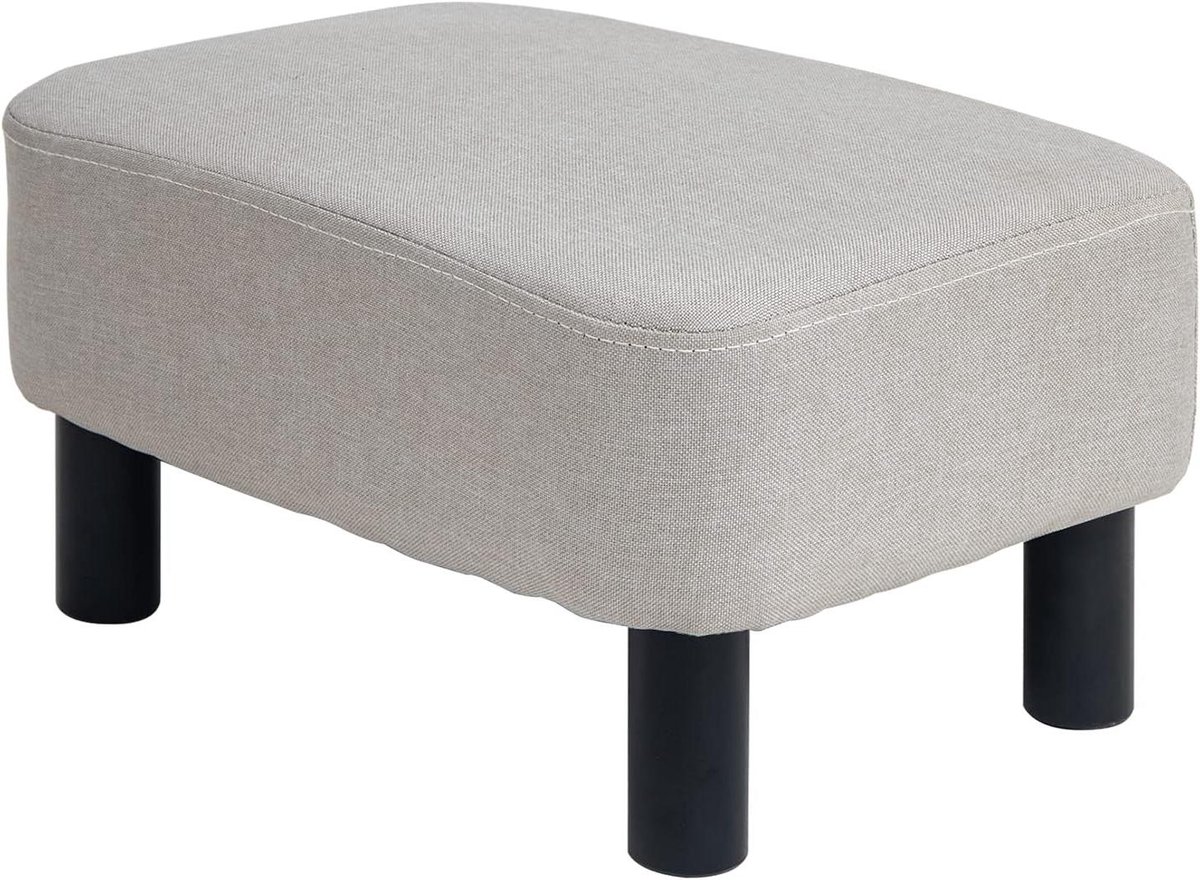 Voetenbank linnen - Ottomaanse poef - Voeten rusten - Stevige houten poten - 42 cm - Linnen