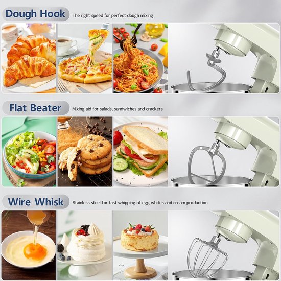 Keukenmachine - Mixer - Bakken en Koken - Krachtige Motor - 45 Liter Kom - Groen — afbeelding 4