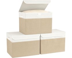 Bagnizer Opbergmanden Opvouwbaar met Deksels 3 STUKS Inklapbare Garderobe Opbergdozen Lichtgewicht Opbergdoos Stof - ShopVlot