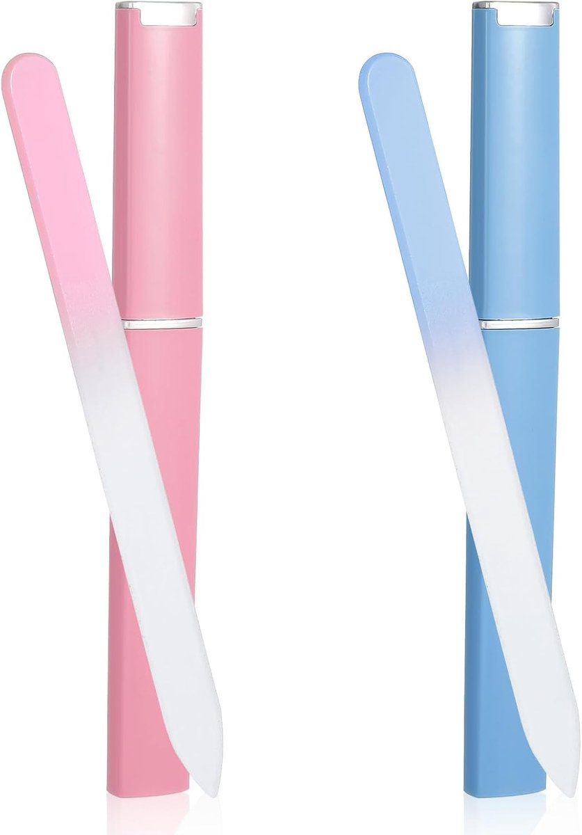 Nagelvijl glazen 2 stuks - dubbelzijdig kristaloppervlak - professioneel manicure-gereedschap - ShopVlot