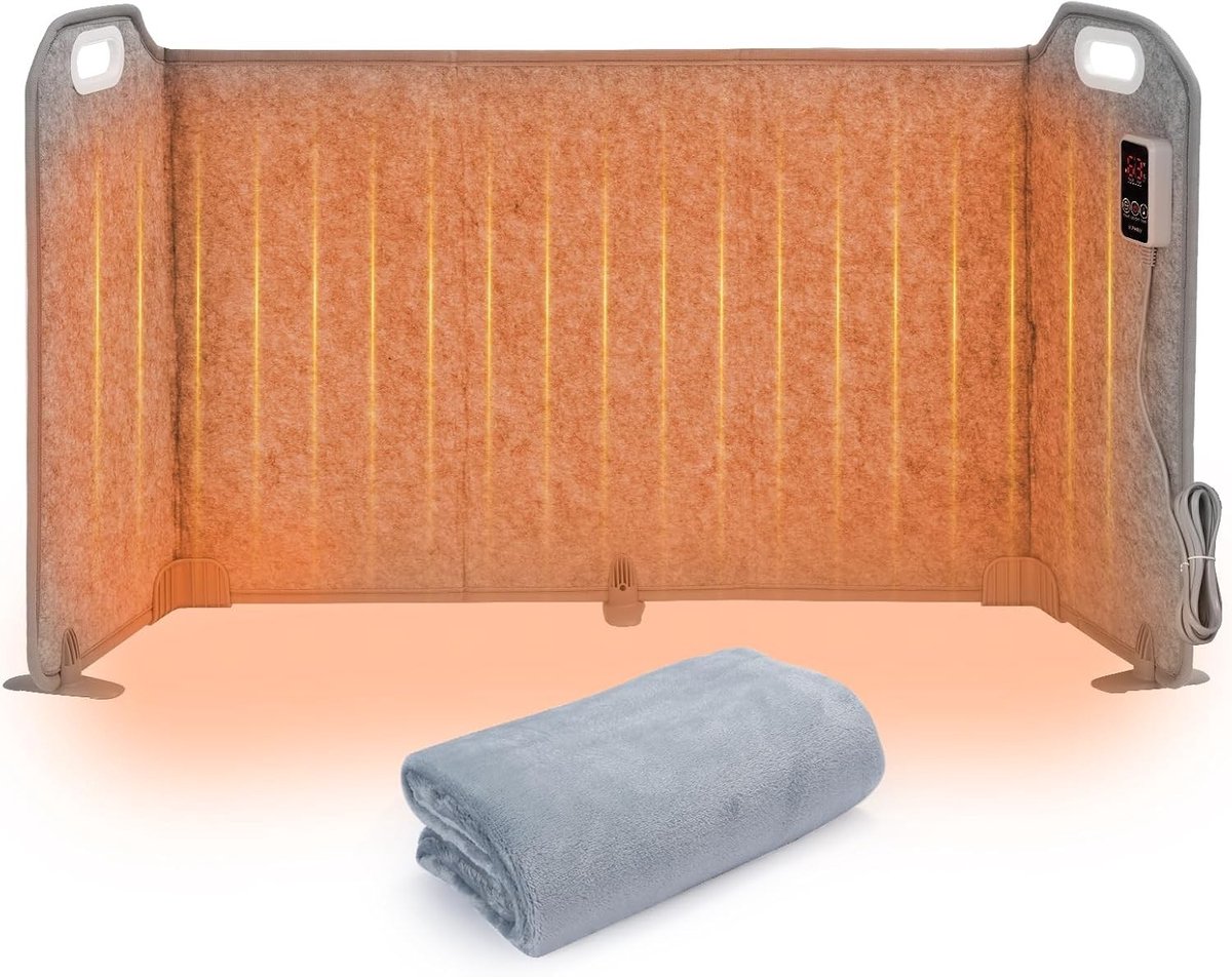 Opvouwbare Beenvoetwarmer - Grijs - 130 x 56 cm - Elektrische Verwarming met Digitale Timer - Voor Thuis en Kantoor