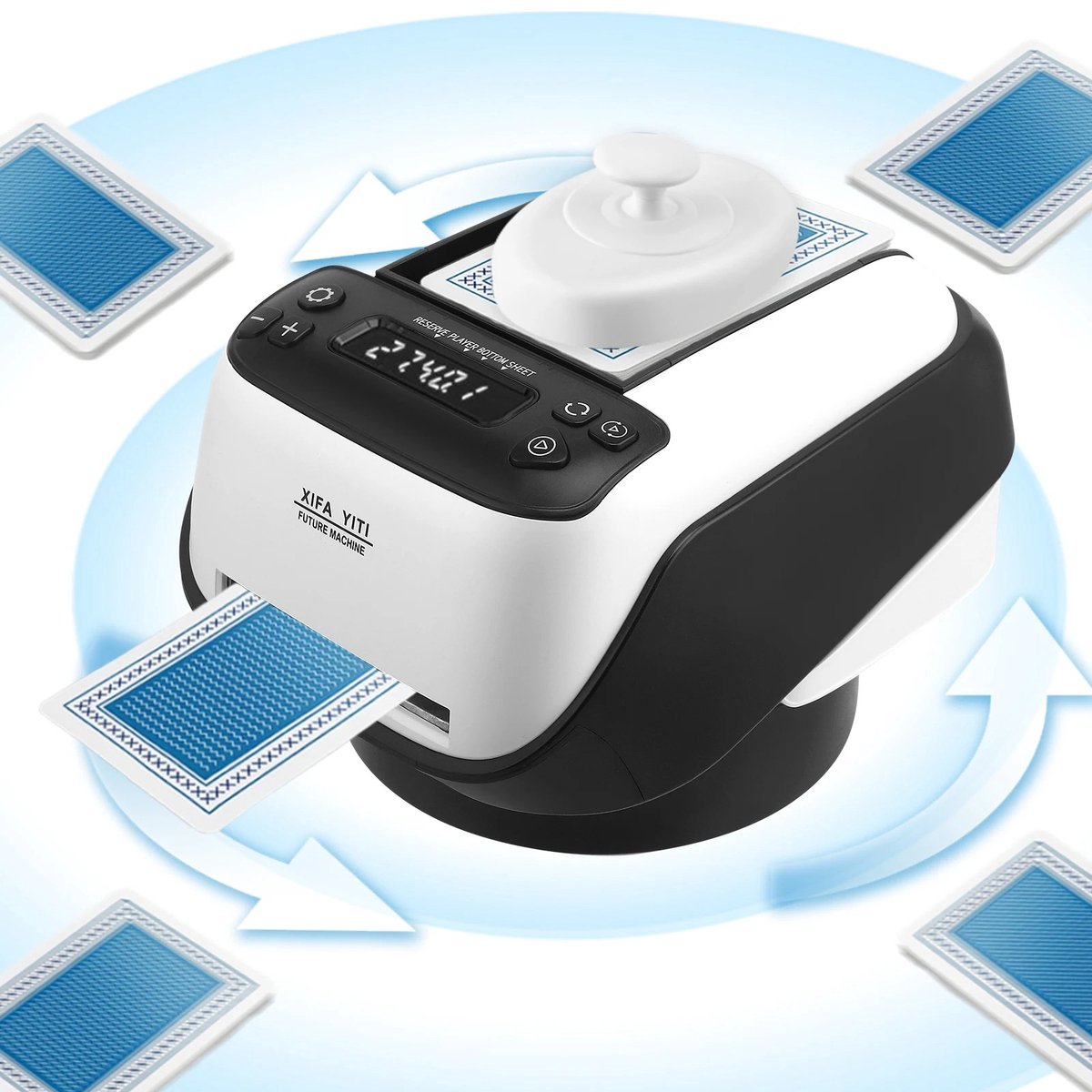 Seth Select Kaartverdeler - Automatische kaartschudder - Kaartdispenser - Electrische Kaarten schudmachine - 360° Draaiend - Zwart/Wit