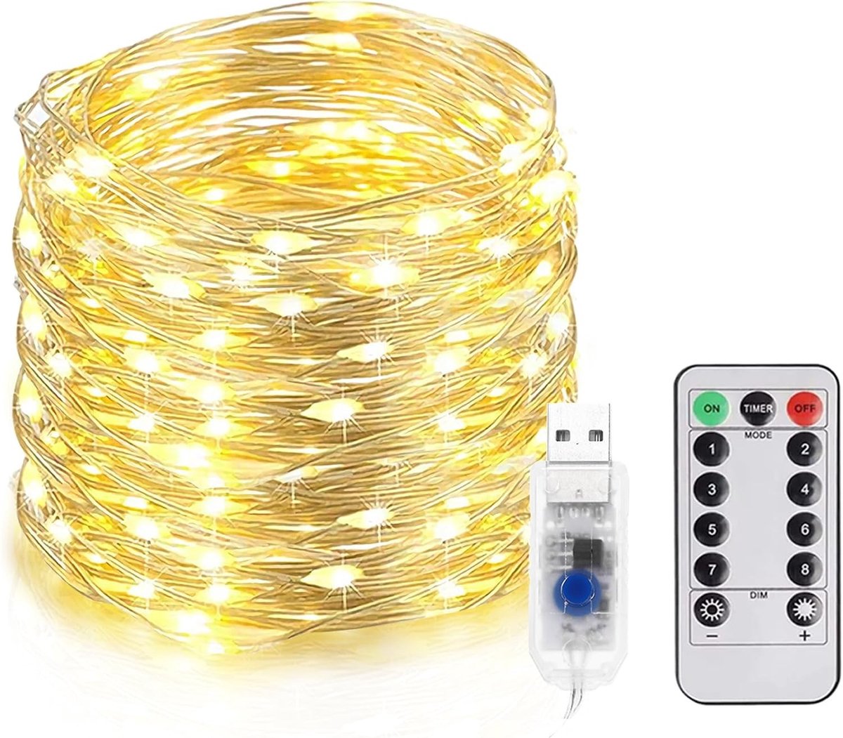 LED Lichtketting - Warm Wit - 20 m - 200 LED's met Afstandsbediening en Timer - Voor Binnen en Buiten
