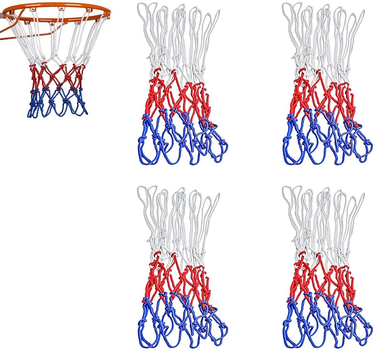 4 stuks basketballnet, professioneel vervangingsnet voor basketbal, weerbestendig balnet, 12 lussen, voor - ShopVlot