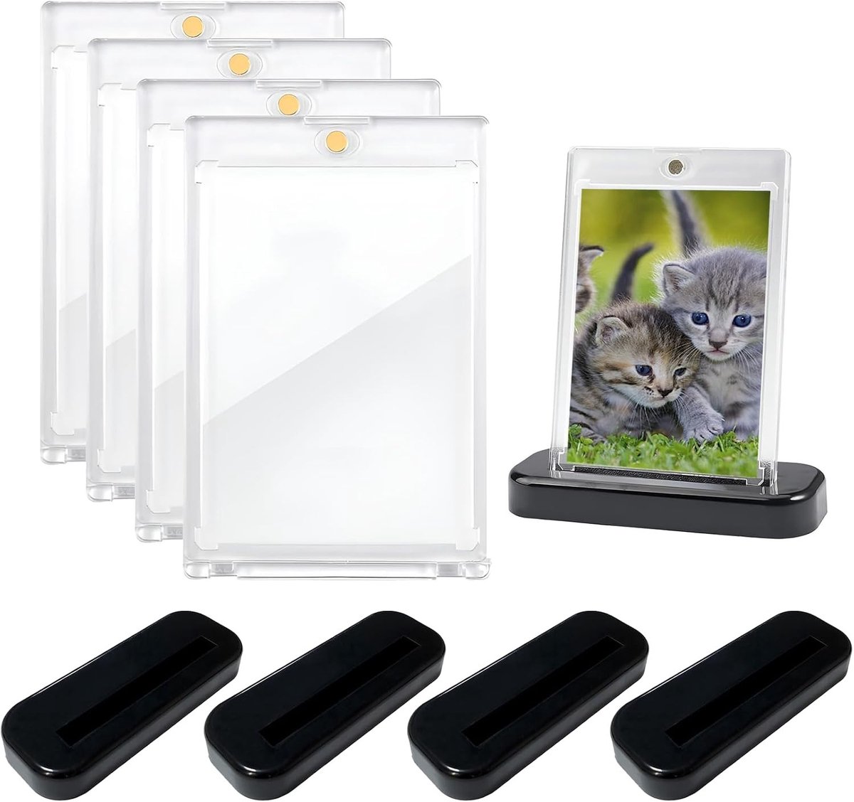 Set van 4 Magnetische Kaarthouders voor Verzamelkaarten - Transparante Toploader en Stand voor Yu-Gi-Oh! en andere Ruilkaarten