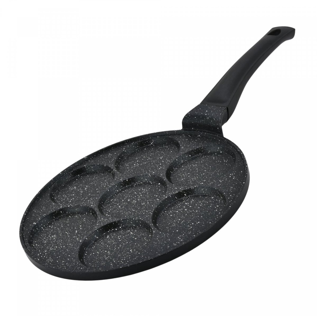 Innovatieve Zwarte Anti-aanbak Pannenkoekpan met 7 Holtes voor Perfecte Mini Pannenkoeken en Snacks