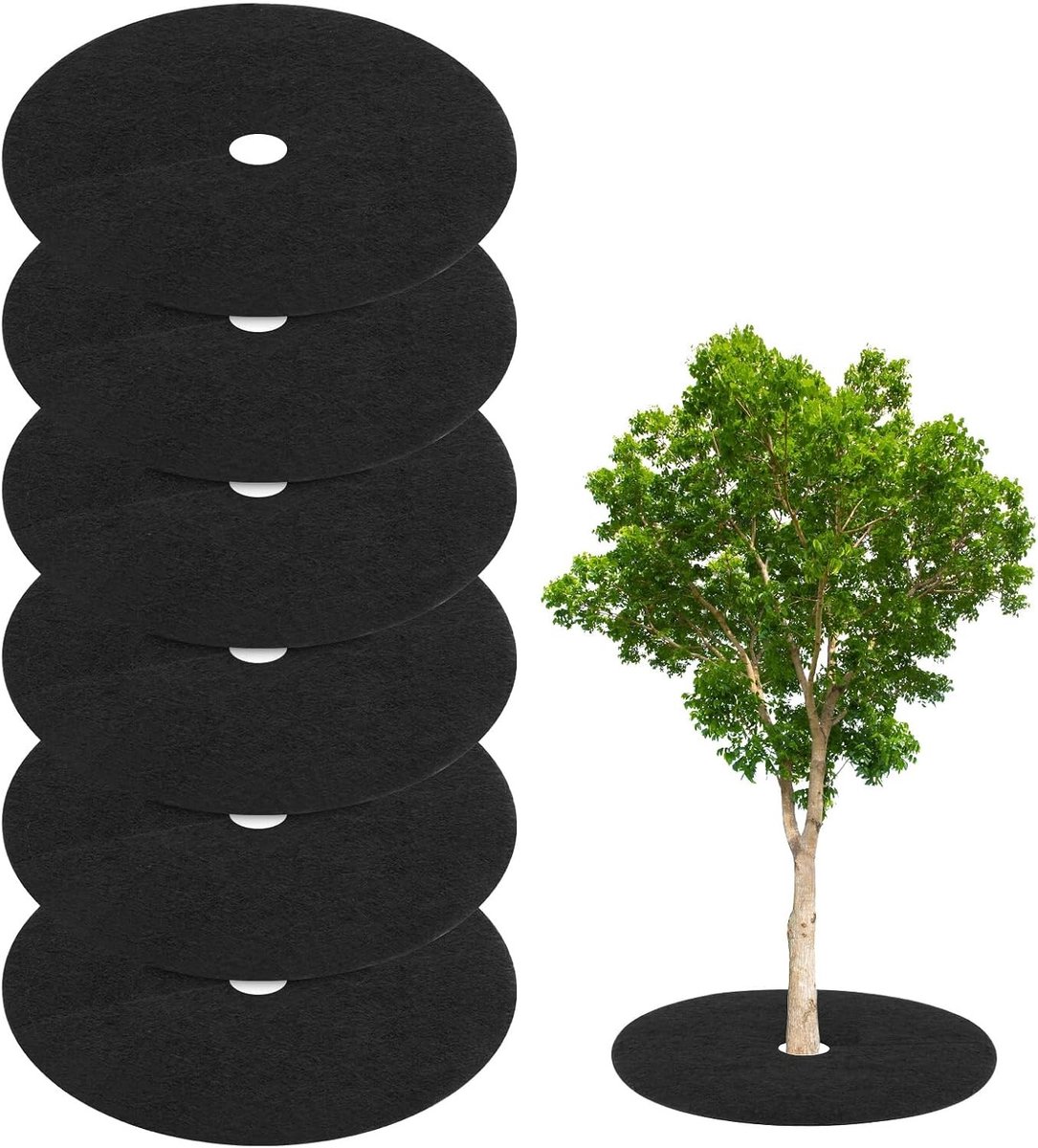6 Stuks Non-Woven Boombedekkingsringen, 24 Inch Boom Bescherming, Onkruidbestrijding, Mulchring en Landschapsstof voor Tuingebruik