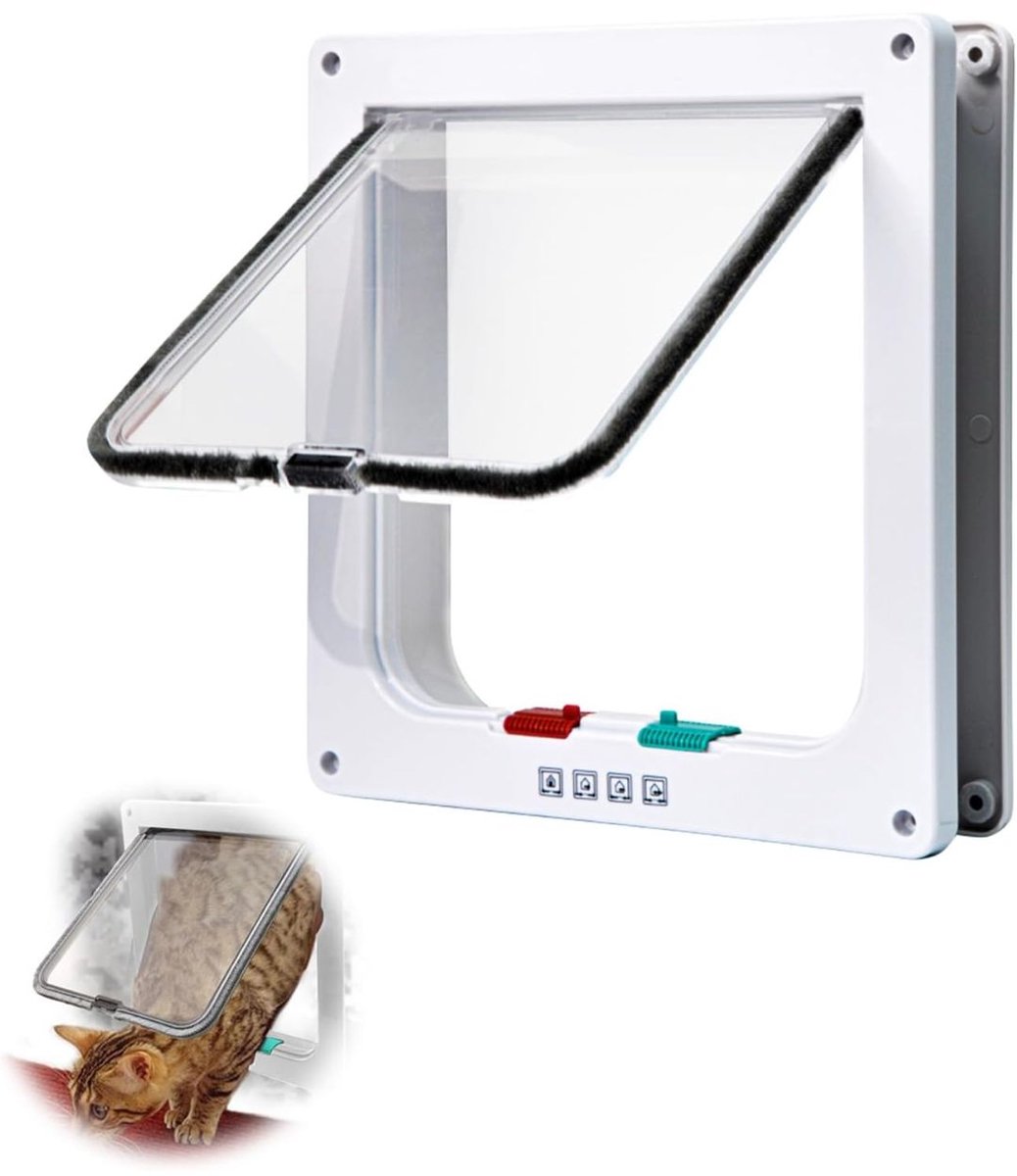 TYR® Kattenluik - Kattenluiken - Kattenluik Binnendeur - Wit - 20cm × 19cm × 6cm