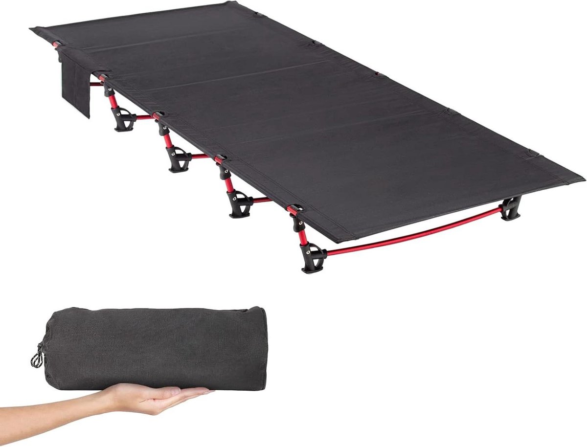 Vouwbed - Kampeerbed - Buiten slapen - Lichtgewicht en compact - 192 x 70 cm - Zwart