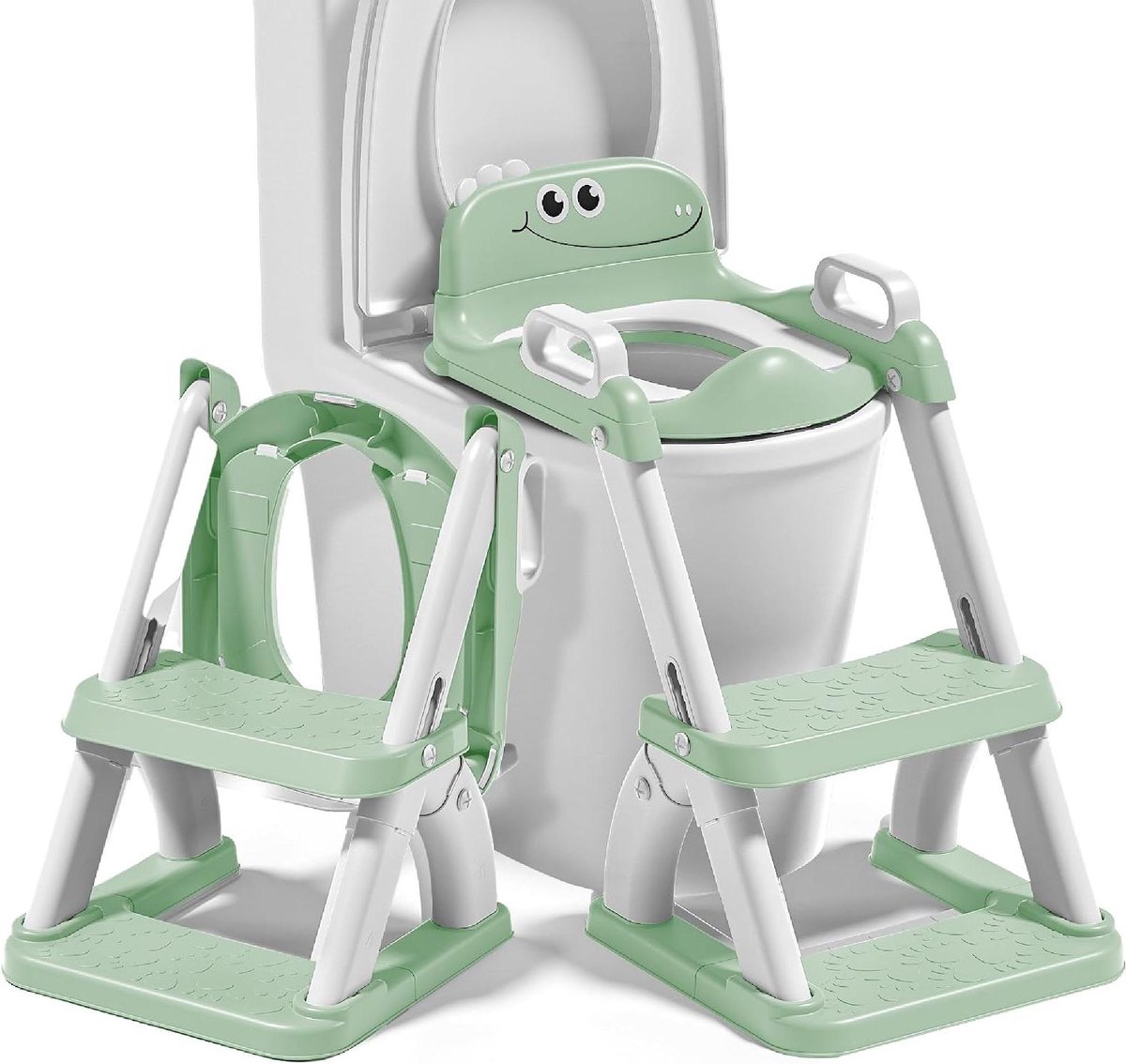 Toilet trainer - Kinder wc-bril - Zindelijkheidstraining - Opvouwbaar met trapje - 63 x 40 cm - Groen