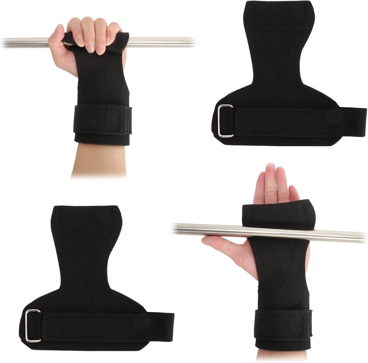 Verstelbare optrekhulpen voor krachttraining en fitness - ideaal voor deadlifts, roeien en lattrekken, verbeter je grip en kracht met deze greephulp