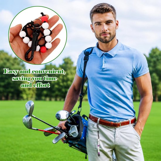 Set van 4 Golf Strike Counters met Kralen - Draagbare Scoreteller voor Mannen en Vrouwen - Ideaal voor Golfaccessoires in Rood, Groen, Blauw en Paars — afbeelding 3