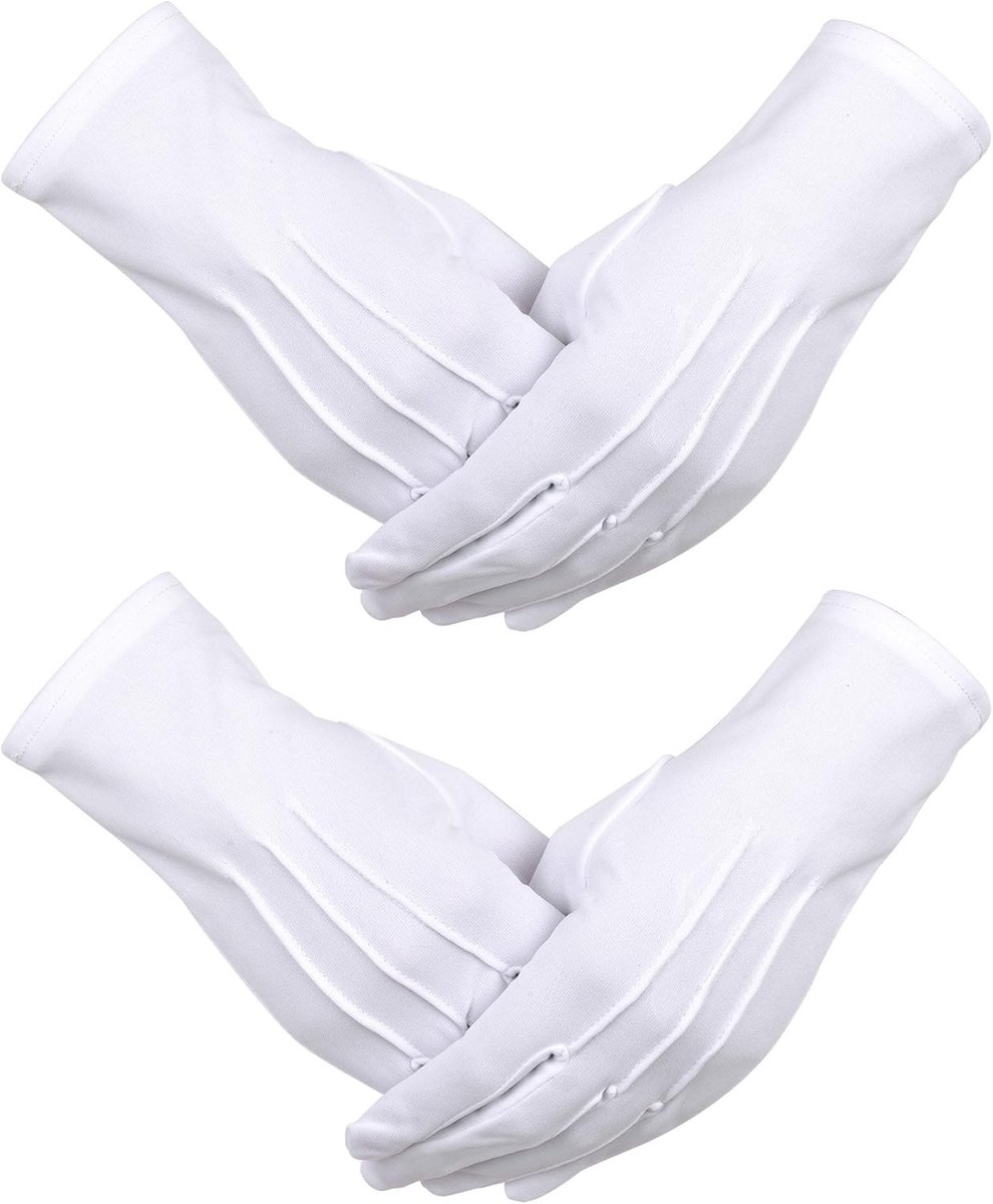 Formele Tuxedo Handschoenen voor Politie, Eerbewijzen en Parades - Wit, 25x9cm, Ideaal voor Kostuums en Ceremonies
