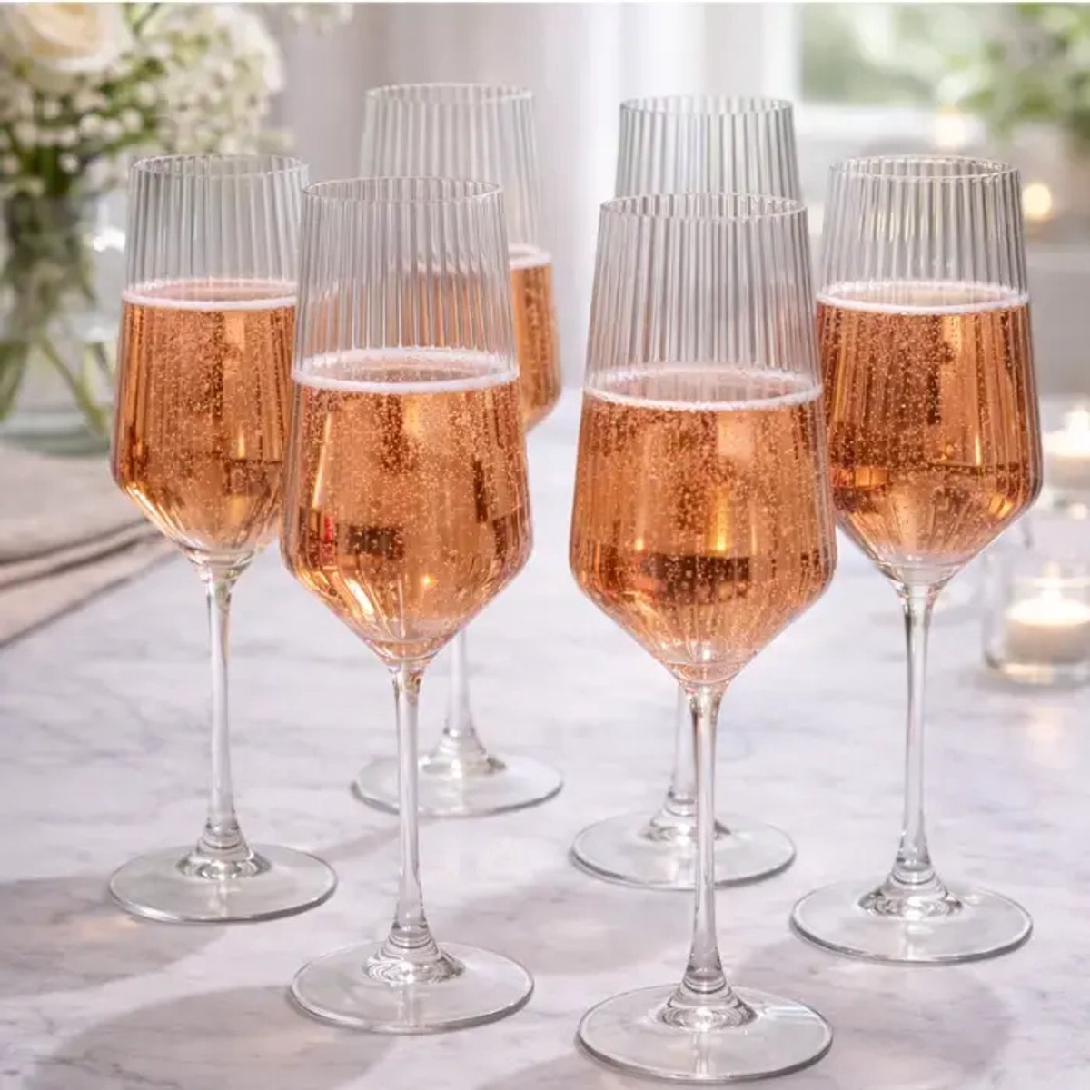 Bavary Collection – Wijnglazen – Line – Geribbeld – Transparant – Set 6x ±450 ml