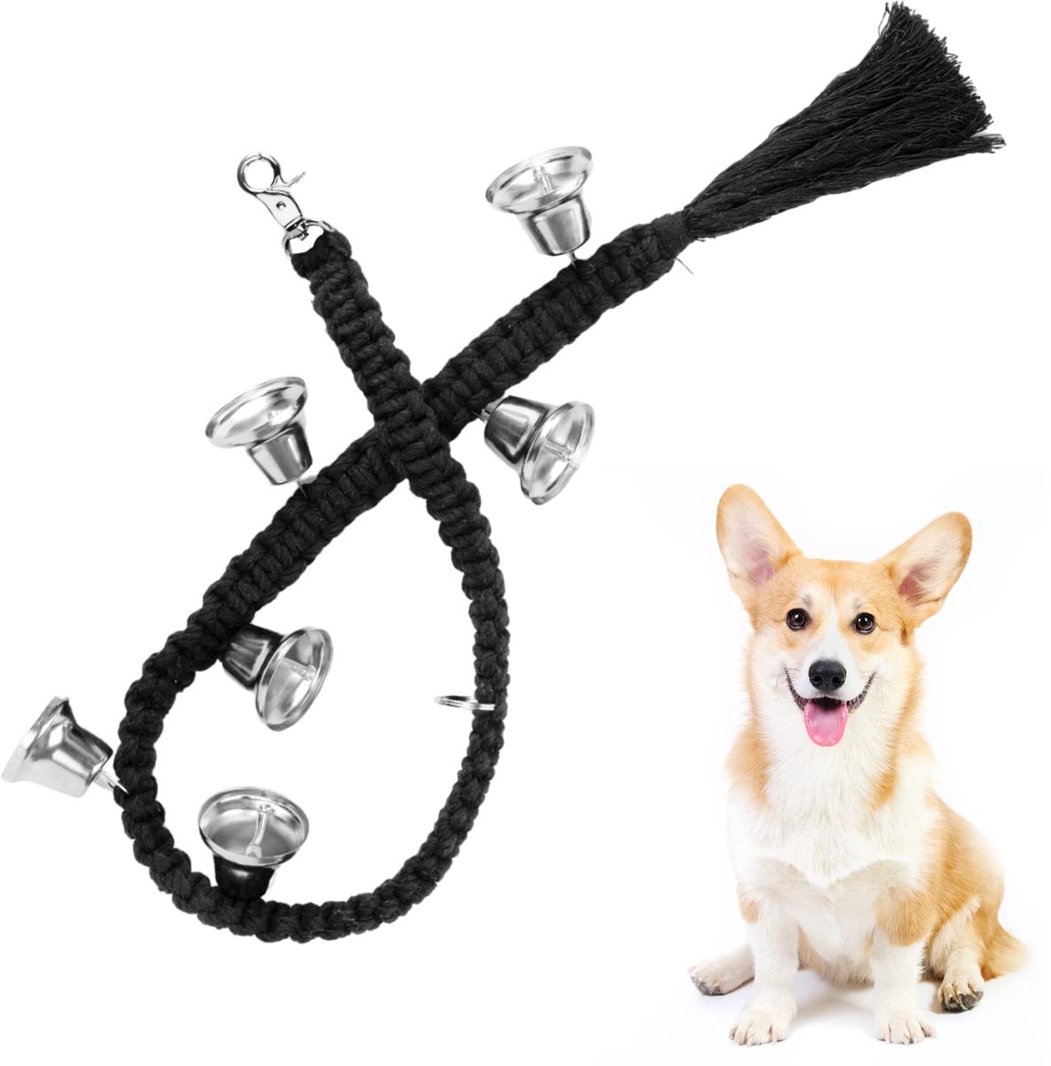 Hond Puppy Toilet Training Bells - Verstelbare Klokken - Zwart & Zilver - Eenvoudig te gebruiken - ShopVlot