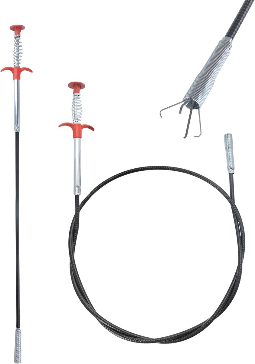 Afvoerreiniger Set - 87/155 cm - Multifunctionele Spiraal en Klauwgrijper - Voor Toilet en Wastafel