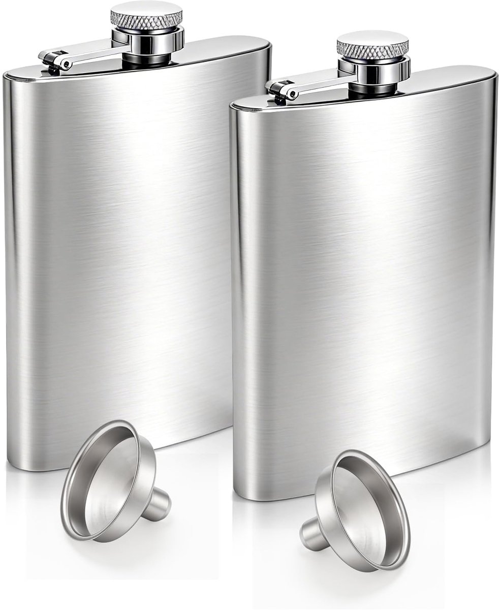 Heupfles 2-pack 236 ml - zilver - draagbaar en lekvrij - ideaal voor onderweg - ShopVlot