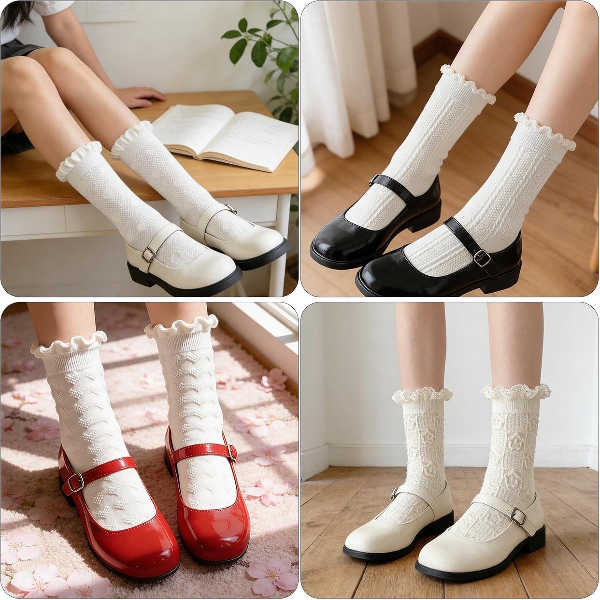 Schattige Ruffle Sokken voor Dames - Luchtige en Comfortabele Korte Kousen met Kant voor Meisjes en Vrouwen, Perfect voor Casual en Mode Outfits