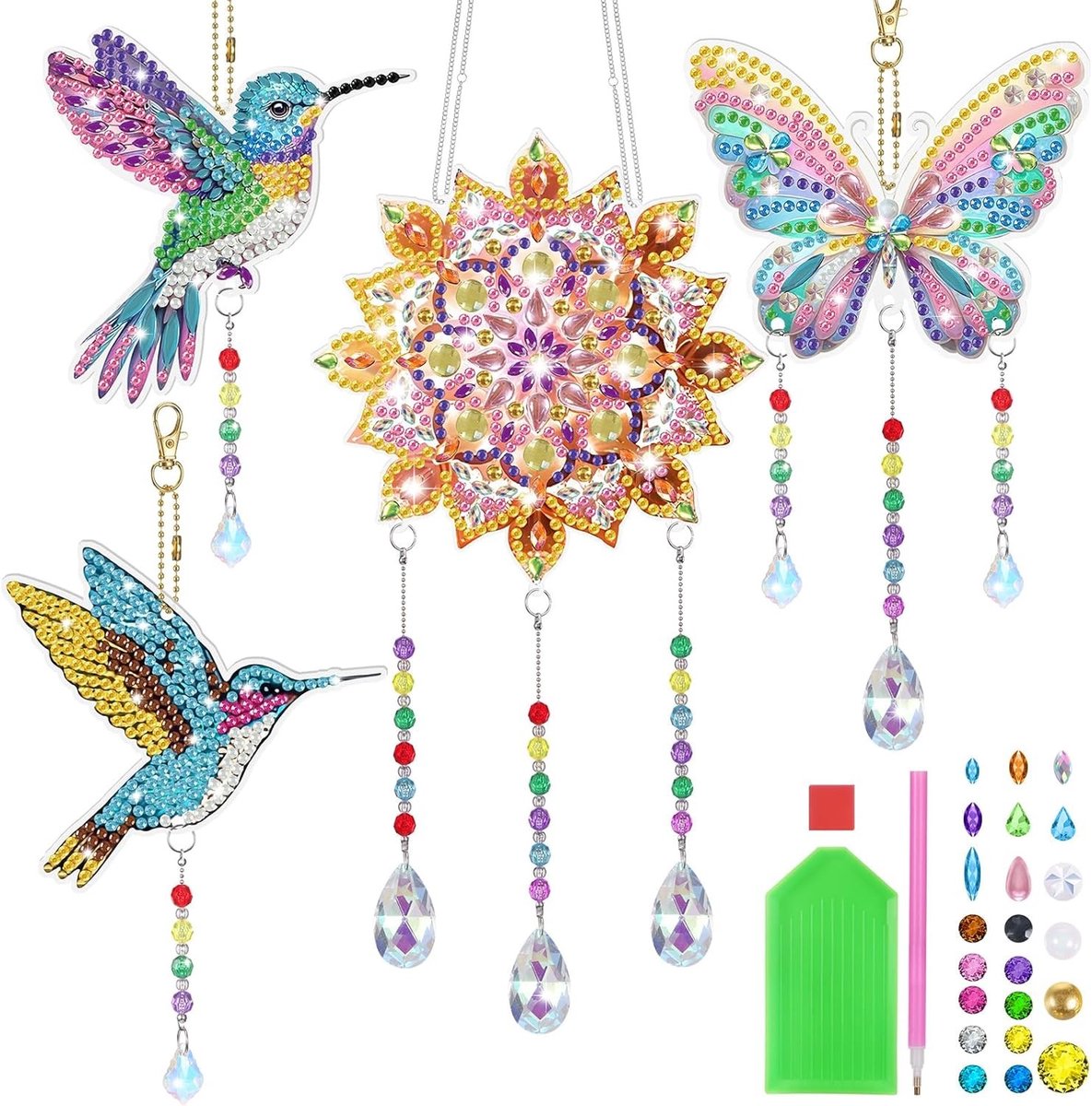 Creatieve Windspellen Knutselset voor Kinderen van 5-12 Jaar - Diamant Schilderen en Zonvangers voor Meisjes van 6-11 Jaar