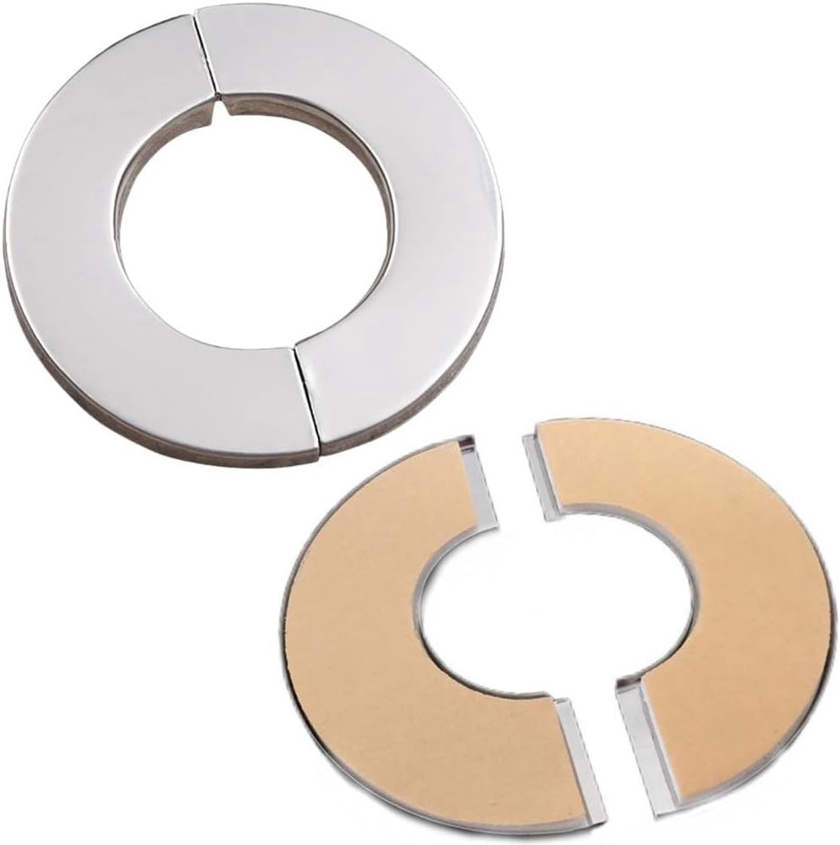Set van 2 pijpcuffs, 61 mm chroomstalen buislid met hoge opening voor afvoer en wastafelgebruik