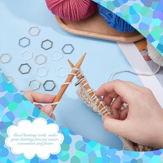 72 Stuks Hexagon Metalen Steekmarkeerders in 6 Kleuren - Locking Markers voor Breien en Haken, Perfect voor DIY Projecten en Creatieve Handwerken — afbeelding 3