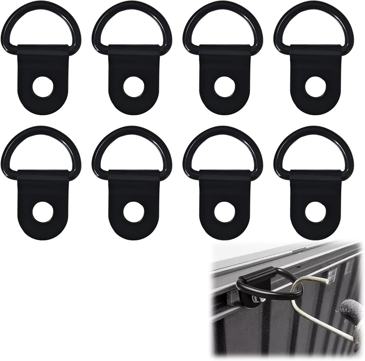 Set van 8 lashing eyes voor aanhangwagens, D-ringen voor bevestiging, lashing haken, belastbaar tot 100 kg, roestbestendig en eenvoudig te installeren, veelzijdige bevestigingsoplossingen voor vrachtwagens en trailers