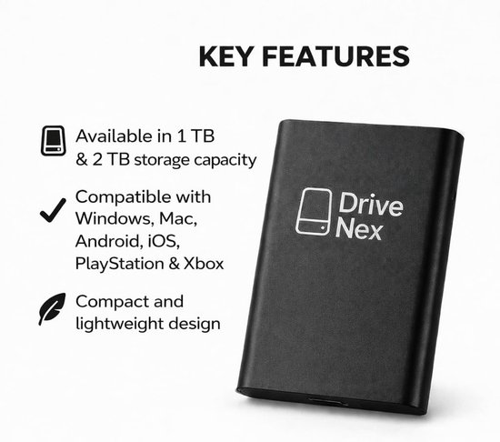 Externe Harde Schijf - Draagbare Opslag - Data Opslaan - Plug en Play - 2 Terabyte - Zilver — afbeelding 5