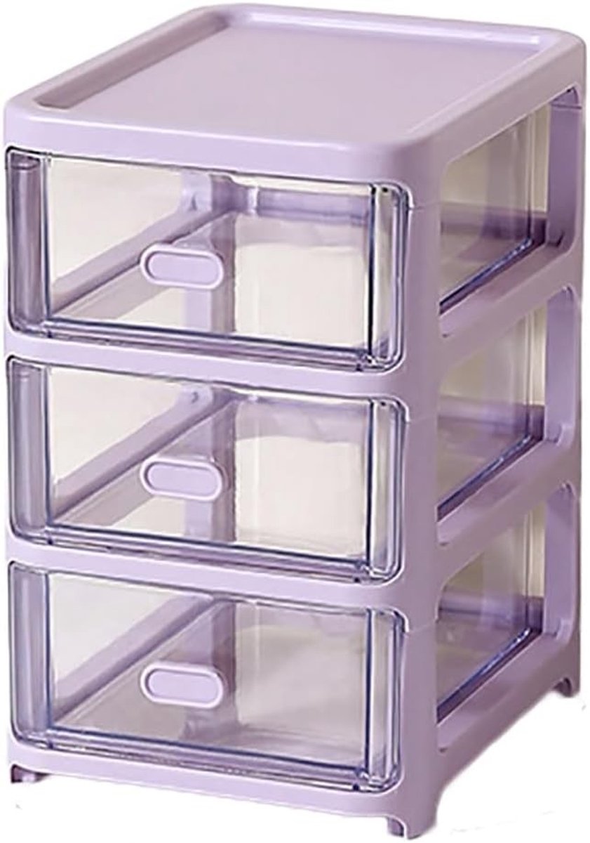 Jelly Desk Opbergdoos met 3 Lades van Plastic voor Sieraden, Kantoor en Thuisgebruik
