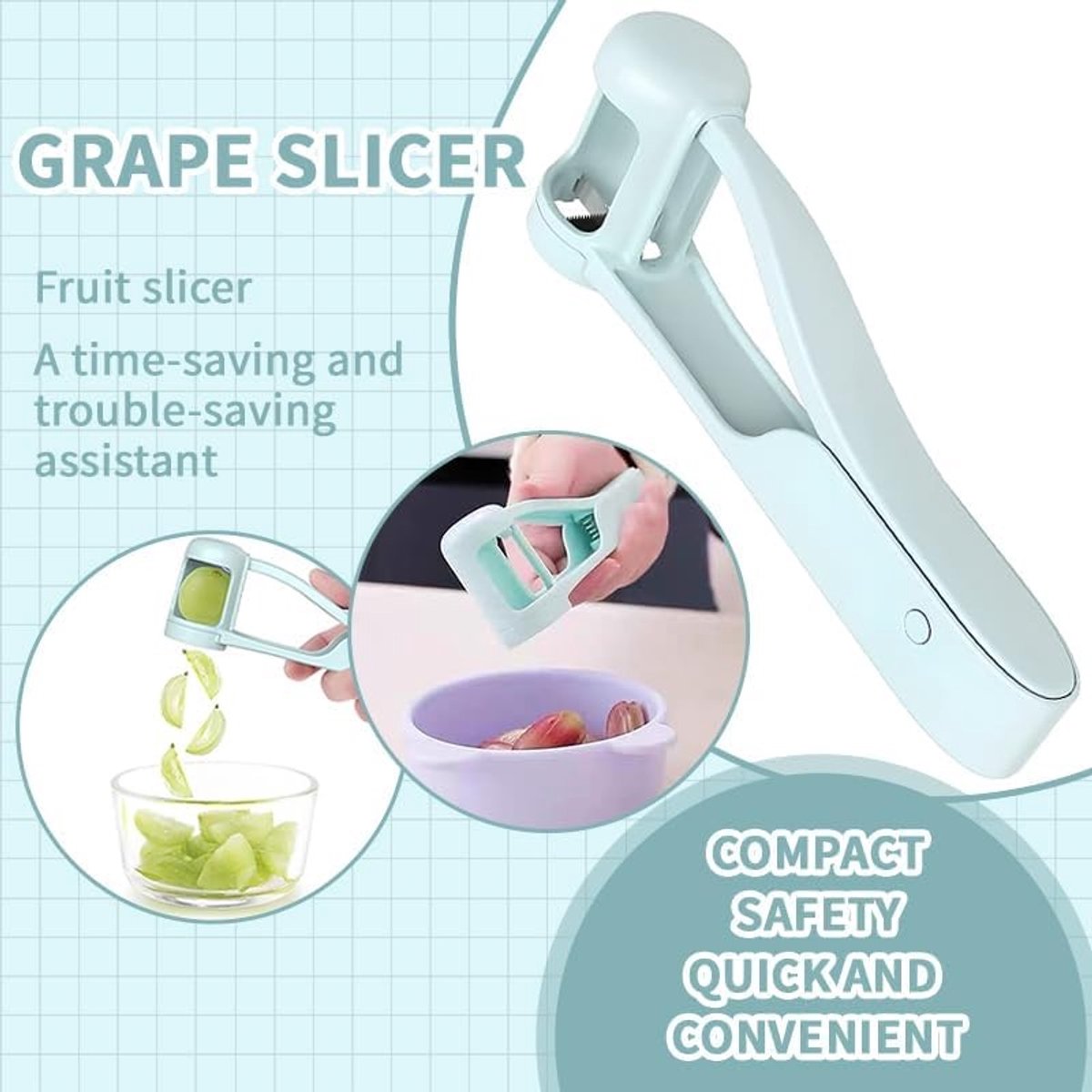 Grape Cutter voor Kinderen, Fruit Snijder voor Groenten en Fruit, Ideaal voor Aardbeien, Kersen en Druiven, Perfect voor Salades en Taartdecoratie