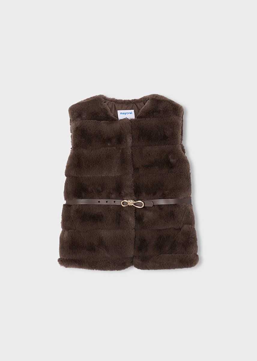 MAYORAL Fur Vest With Belt Blazers Meisjes - Bruin - Maat 110
