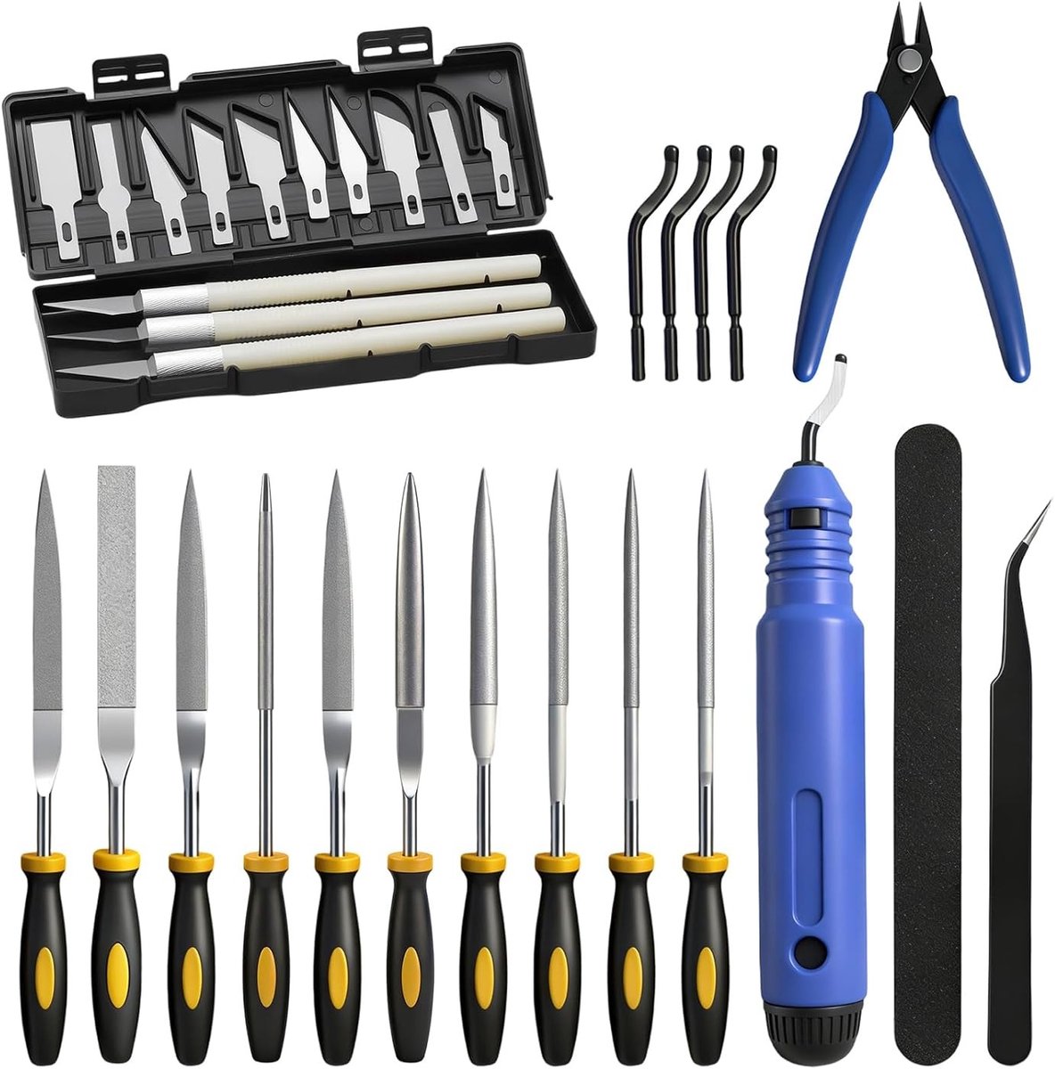 Professionele Accessoireset voor 3D Printers, 32 Stuks, Inclusief Ontbraamtool voor Onderhoud, Reiniging en Schuren van 3D Prints, Ideaal voor Modelbouw en DIY Projecten